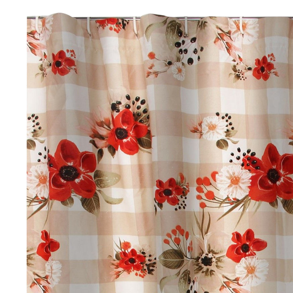 Lire 72 x 72 Inch Shower Curtain Ruffled Rows Floral Print Multicolor By Casagear Home BM313310