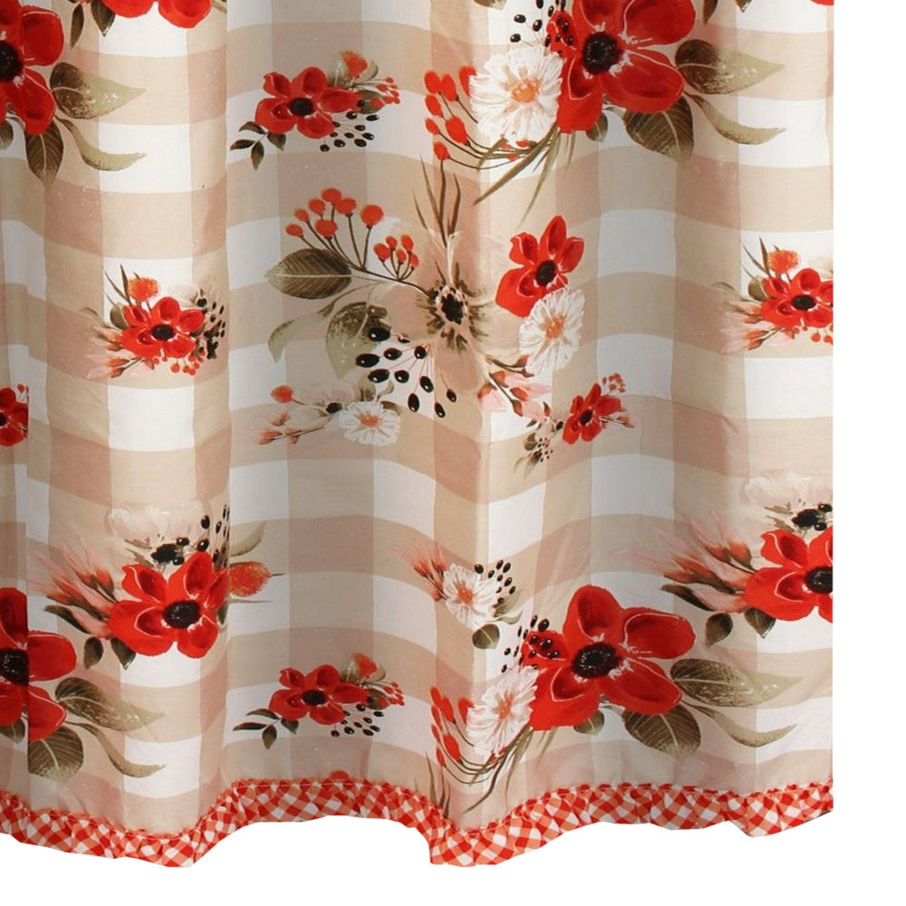 Lire 72 x 72 Inch Shower Curtain Ruffled Rows Floral Print Multicolor By Casagear Home BM313310