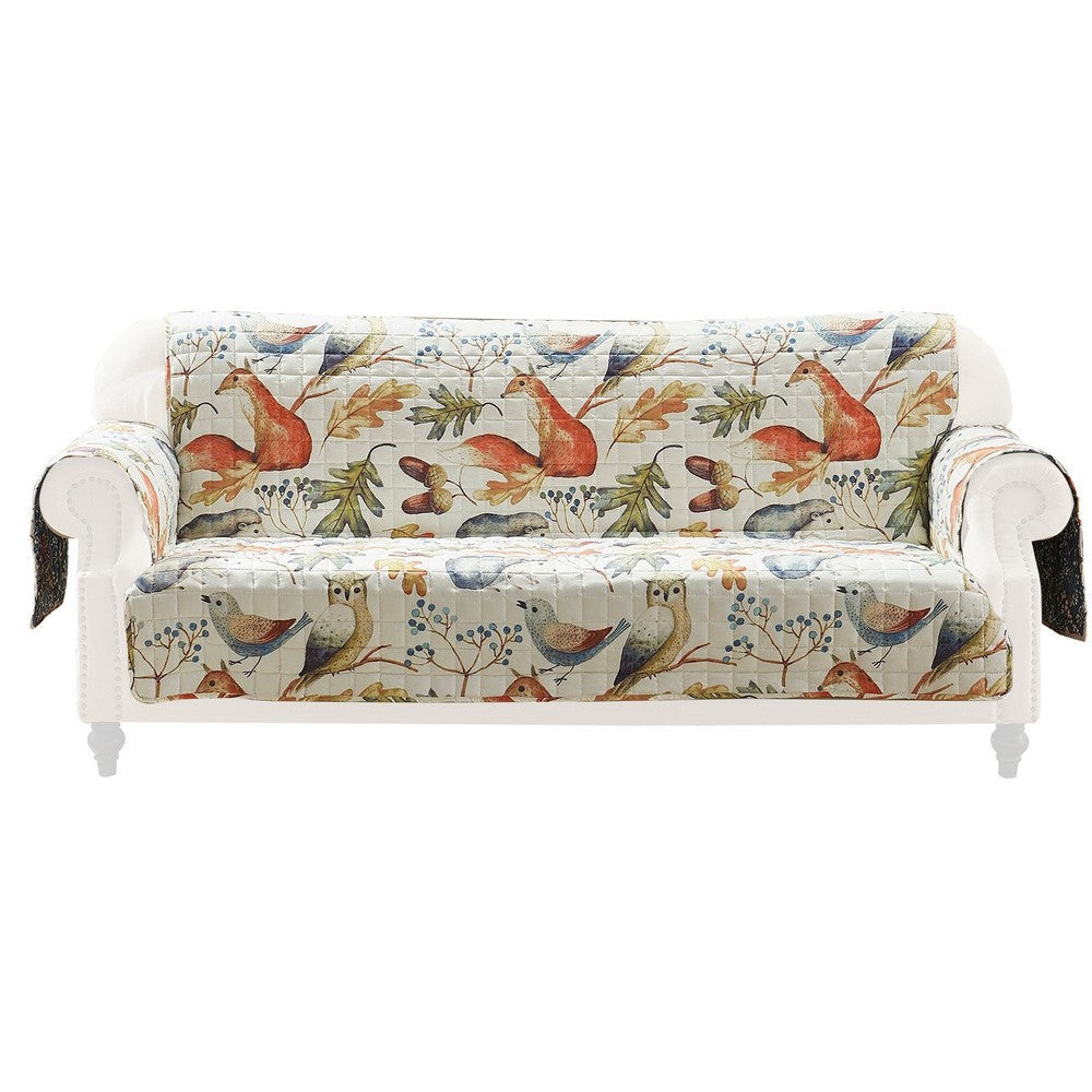 Sofa Cover Furniture Protector Owl Songbird Print Polyester Multicolor By Casagear Home BM313312