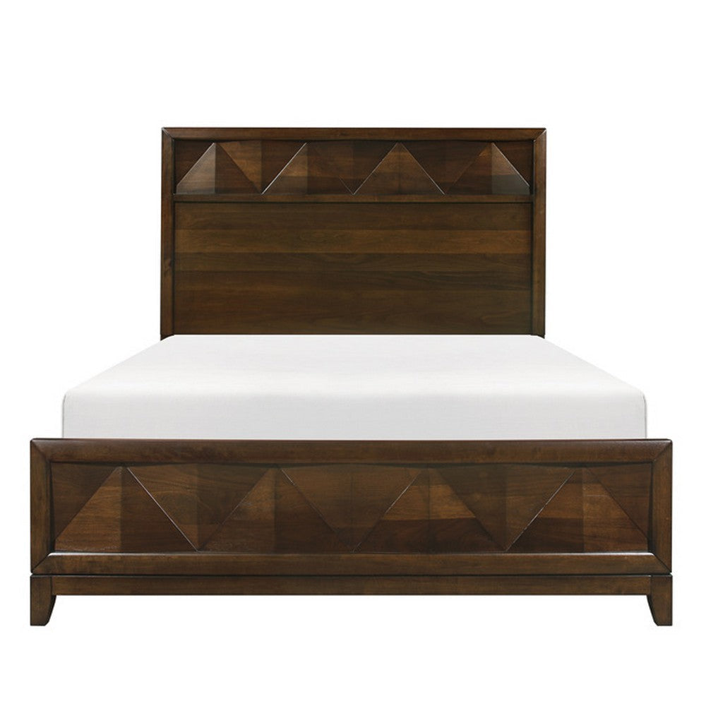 Nibo Queen Size Platform Bed Modern Rustic Walnut Brown Solid Wood By Casagear Home BM313313