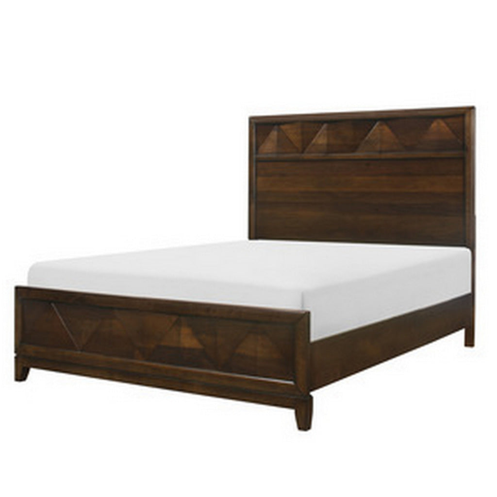 Nibo Queen Size Platform Bed Modern Rustic Walnut Brown Solid Wood By Casagear Home BM313313