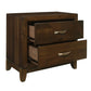 Nibo 28 Inch Nightstand 2 Drawers Satin Brass Handles Brown Solid Wood By Casagear Home BM313314