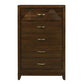 Nibo 55 Inch Tall Dresser Chest 5 Drawers Satin Brass Brown Solid Wood By Casagear Home BM313316