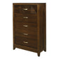 Nibo 55 Inch Tall Dresser Chest 5 Drawers Satin Brass Brown Solid Wood By Casagear Home BM313316