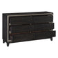 Uri 60 Inch Wide Dresser 6 Drawers Cutout Grooves Silver Banding Black By Casagear Home BM313319