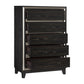 Uri 52 Inch Tall Dresser Chest 5 Drawers Cutout Grooves Silver Black By Casagear Home BM313320