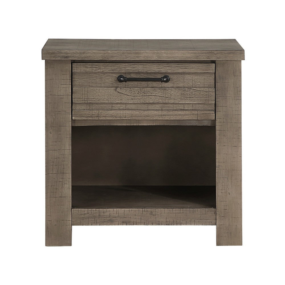 Niti 28 Inch Nightstand 1 Drawer with Handle Open Storage Cubby Gray By Casagear Home BM313322