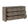 Niti 63 Inch Wide Dresser 6 Drawers with Black Handles Plank Style Gray By Casagear Home BM313323