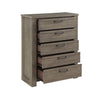 Niti 51 Inch Tall Dresser Chest 5 Drawers Black Handles Plank Style Gray By Casagear Home BM313324