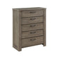 Niti 51 Inch Tall Dresser Chest 5 Drawers Black Handles Plank Style Gray By Casagear Home BM313324