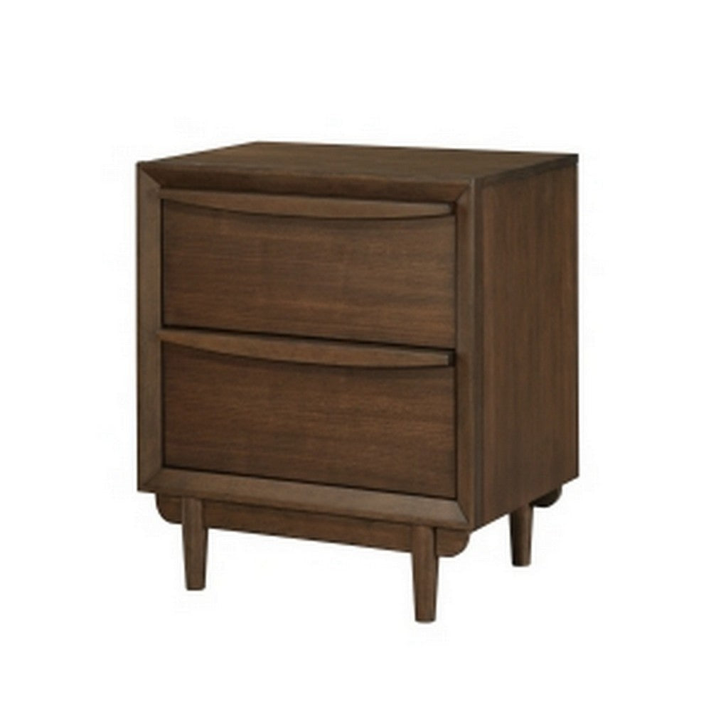 Soly 27 Inch Nightstand 2 Drawers USB Port Lip Pull Handles Brown By Casagear Home BM313326