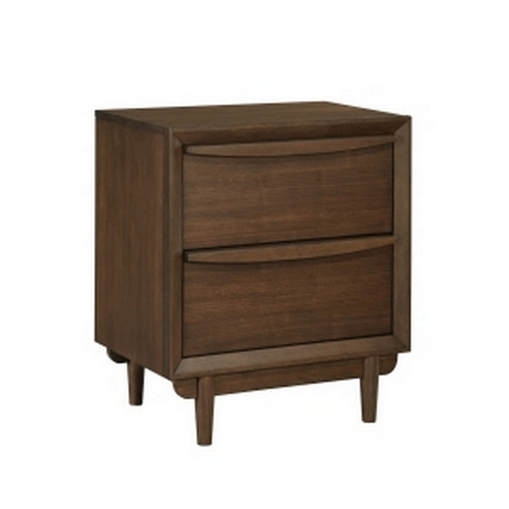 Soly 27 Inch Nightstand 2 Drawers USB Port Lip Pull Handles Brown By Casagear Home BM313326