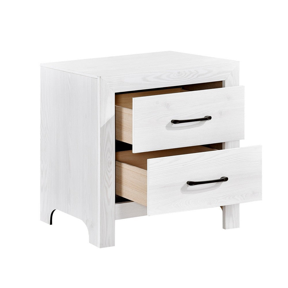 Eby 24 Inch Nightstand 2 Drawers with Black Nickel Handles White Finish By Casagear Home BM313329