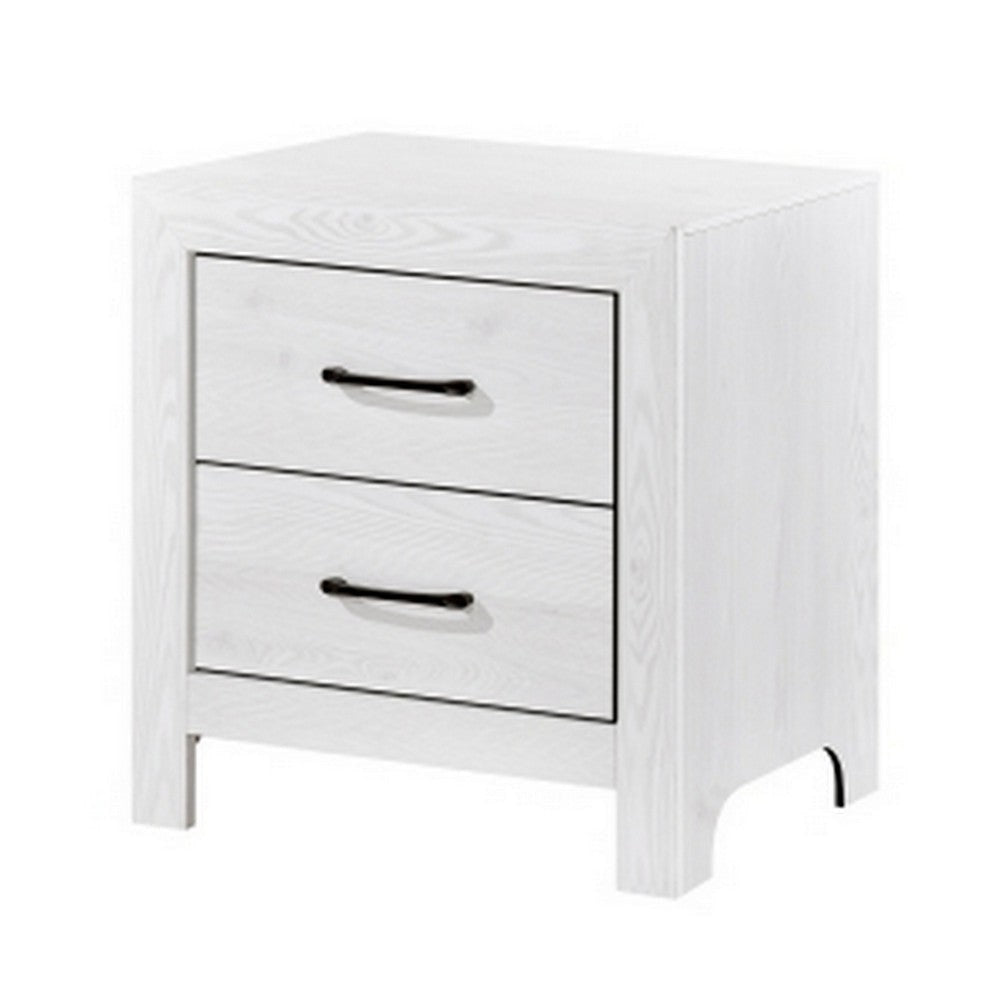 Eby 24 Inch Nightstand 2 Drawers with Black Nickel Handles White Finish By Casagear Home BM313329