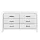 Eby 59 Inch Wide Dresser 6 Drawers with Black Nickel Handles White Finish By Casagear Home BM313330