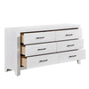 Eby 59 Inch Wide Dresser 6 Drawers with Black Nickel Handles White Finish By Casagear Home BM313330