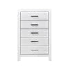 Eby 48 Inch Tall Dresser Chest 5 Drawers with Black Nickel Handles White By Casagear Home BM313331