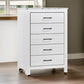 Eby 48 Inch Tall Dresser Chest 5 Drawers with Black Nickel Handles White By Casagear Home BM313331