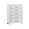 Eby 48 Inch Tall Dresser Chest, 5 Drawers with Black Nickel Handles, White By Casagear Home