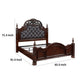 Amio Queen Bed Button Tufted Faux Leather Headboard Cherry Brown Wood By Casagear Home BM313332