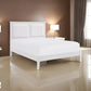 Brite Queen Size Bed, White Faux Leather Upholstered Headboard, Low Profile By Casagear Home