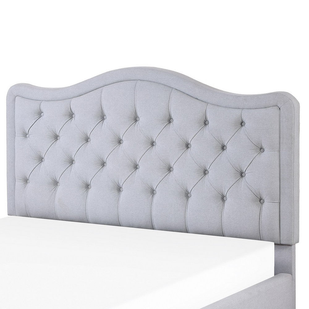 Soha Queen Platform Bed Tufted Gray Polyester Headboard Solid Wood By Casagear Home BM313338