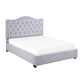 Soha Queen Platform Bed, Tufted Gray Polyester Headboard,  Solid Wood By Casagear Home