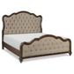 Deborah Queen Bed Button Tufted Beige Fabric Upholstery Brown Wood By Casagear Home BM313339