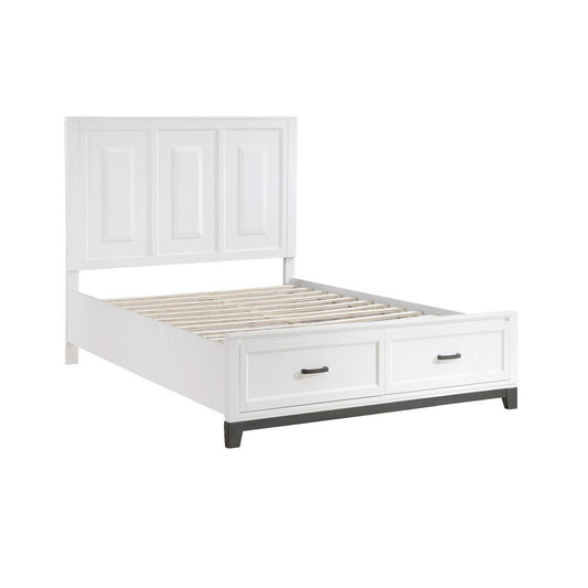 Thiem Queen Size Platform Bed with 2 Storage Drawers, White Wood Finish By Casagear Home