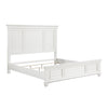 Lyni Queen Size Bed with Farmhouse Style Headboard Solid White Acacia Wood By Casagear Home BM313345