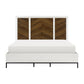 Jem Queen Size Bed Tall Headboard 2 USB Ports Brown White Acacia Veneer By Casagear Home BM313346