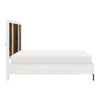 Jem Queen Size Bed Tall Headboard 2 USB Ports Brown White Acacia Veneer By Casagear Home BM313346