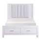 Roni Queen Bed LED Lit Upholstered 2 Storage Drawers White Solid Wood By Casagear Home BM313349