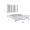 Roni Queen Bed LED Lit Upholstered 2 Storage Drawers White Solid Wood By Casagear Home BM313349