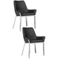 Fuma 23 Inch Set of 2 Dining Chairs Foam Fill Black Faux Leather Silver By Casagear Home BM313351