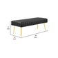 Lida 45 Inch Bench Modern Tufted Lines Black Faux Leather Gold Metal By Casagear Home BM313356