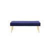 Lida 45 Inch Bench Modern Tufted Lines Blue Soft Velvet Gold Metal By Casagear Home BM313357