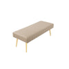 Lida 45 Inch Bench Modern Tufted Lines Beige Faux Leather Gold Metal By Casagear Home BM313358