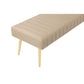 Lida 45 Inch Bench Modern Tufted Lines Beige Faux Leather Gold Metal By Casagear Home BM313358