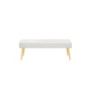 Lida 45 Inch Bench Modern Tufted Lines White Faux Leather Gold Metal By Casagear Home BM313359