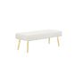 Lida 45 Inch Bench, Modern Tufted Lines, White Faux Leather, Gold Metal By Casagear Home