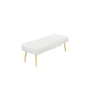 Lida 45 Inch Bench Modern Tufted Lines White Faux Leather Gold Metal By Casagear Home BM313359