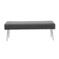 Lida 45 Inch Bench Modern Tufted Lines Gray Soft Velvet Chrome Metal By Casagear Home BM313361