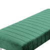 Lida 45 Inch Bench Modern Tufted Lines Green Soft Velvet Chrome Metal By Casagear Home BM313362