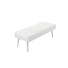 Lida 45 Inch Bench Modern Tufted Lines White Faux Leather Chrome Metal By Casagear Home BM313364