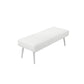 Lida 45 Inch Bench Modern Tufted Lines White Faux Leather Chrome Metal By Casagear Home BM313364