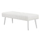 Lida 45 Inch Bench Modern Tufted Lines White Faux Leather Chrome Metal By Casagear Home BM313364