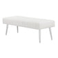 Lida 45 Inch Bench Modern Tufted Lines White Faux Leather Chrome Metal By Casagear Home BM313364