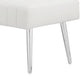 Lida 45 Inch Bench Modern Tufted Lines White Faux Leather Chrome Metal By Casagear Home BM313364