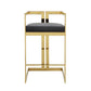 Zie 30 Inch Barstool Chair Gray Velvet Padded Seat Gold Steel Finish By Casagear Home BM313365